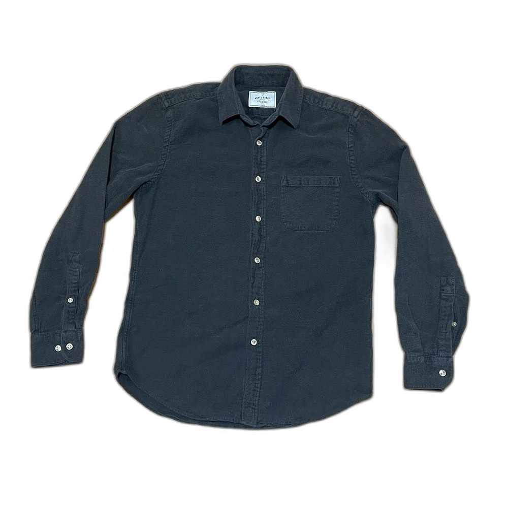 Portuguese Flannel Shirt Mens Medium Gray Button Up Office Casual